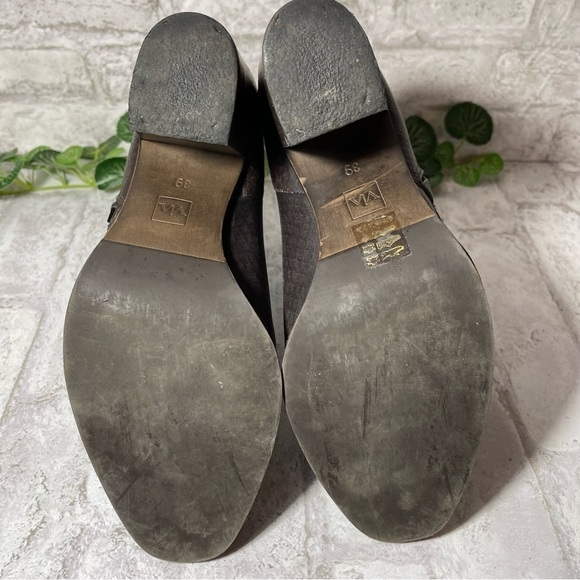 VIA Boots Women’s Sz 39 Brown Leather Snake Embossed Ankle - Picture 6 of 11